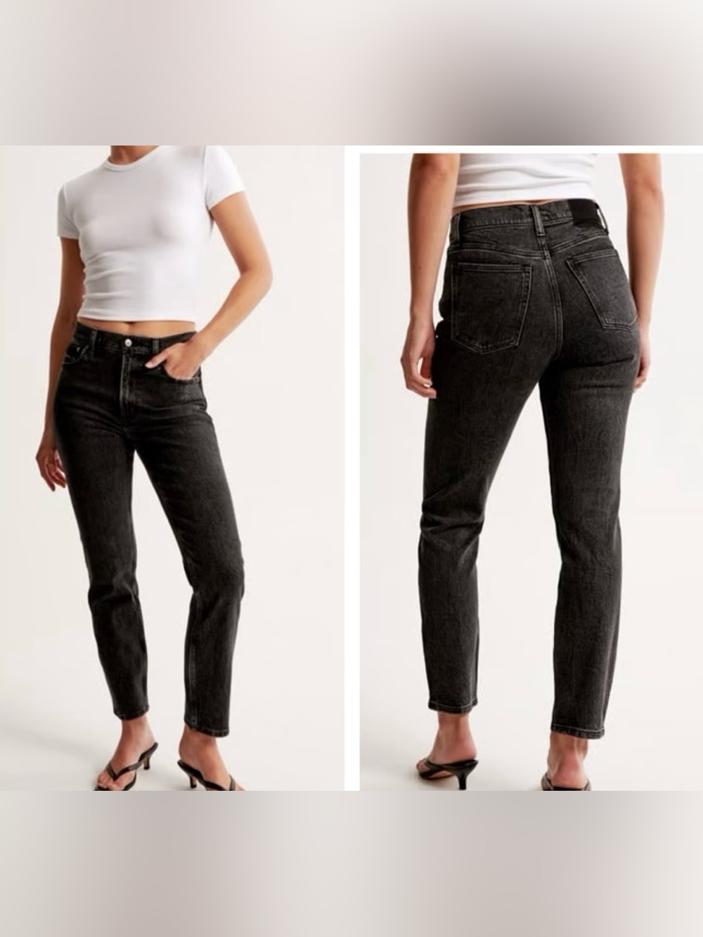 Abercrombie & Fitch Curve Love High-Rise Mom Jeans in Washed Black - Picture 3 of 12